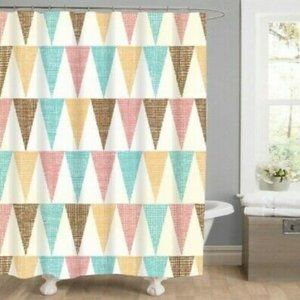 Waterproof Shower Curtain Polyester Fabric Bathroom Curtains With Hooks Set